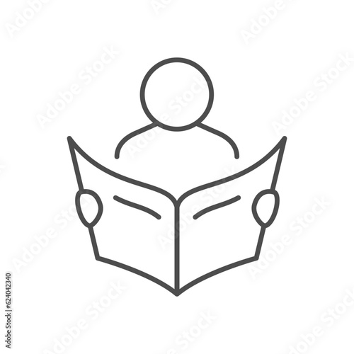 Newspaper reading line outline icon