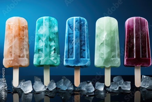 glaces avec bâton à la verticales et multi couleurs, ia photo