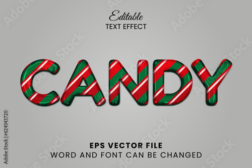 Candy cane christmas 3d editable text effect