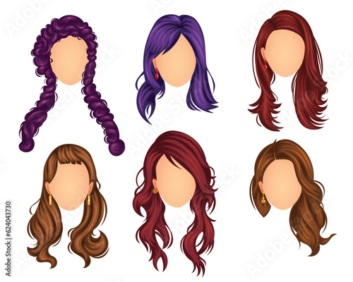 Set of beautiful hair style