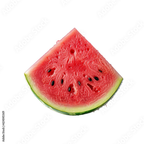 A delicious slice of summer watermelon isolated on a transparent background