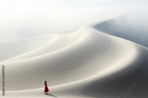 Paysage en couleur  paisible et calme avec des dunes et un arbre  ia