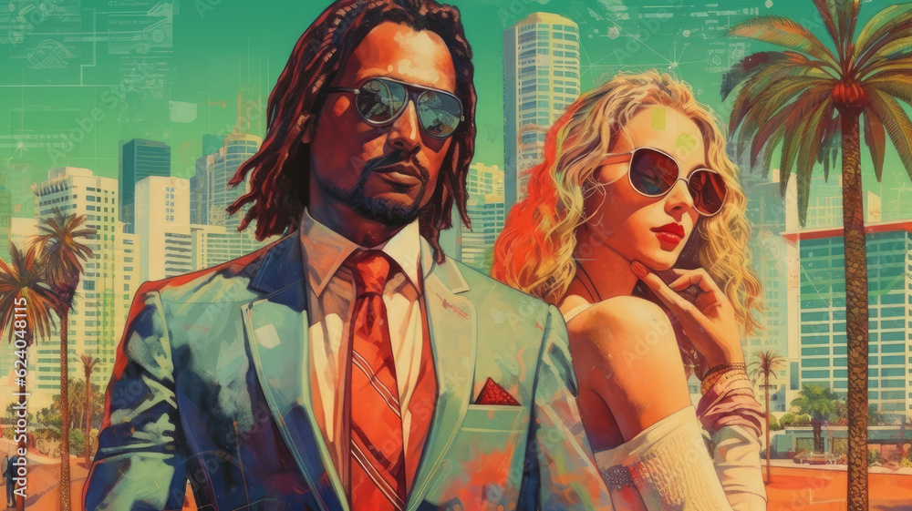 Obraz premium couple lovers in miami