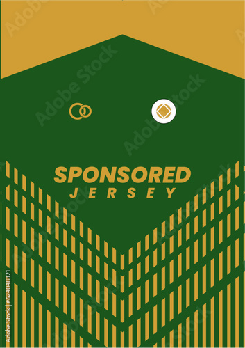 Mockup background for sports jersey green gold abstract line patern