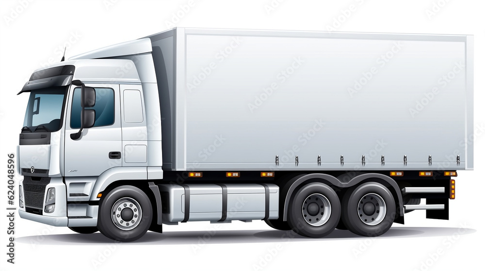 Side view of truck isolated on white