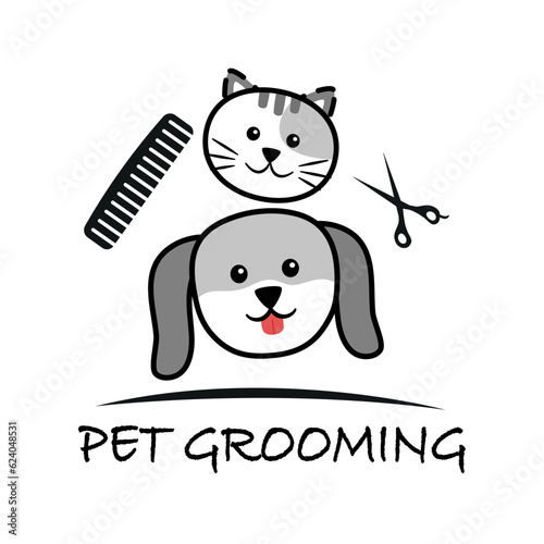 Pet grooming logo concept. Animal grooming hair salon.