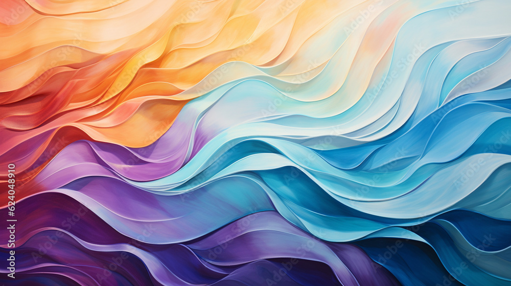 Obraz premium Textured waves of color blending into each other, colorful art, multicolored oil art texture pictures Generative AI