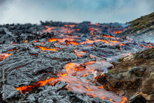 Iceland, Fagradalsfjall volcano eruption 2021.
People visit the lava field.