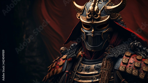 Fotografia Samurai in armor and mask, Generative Ai