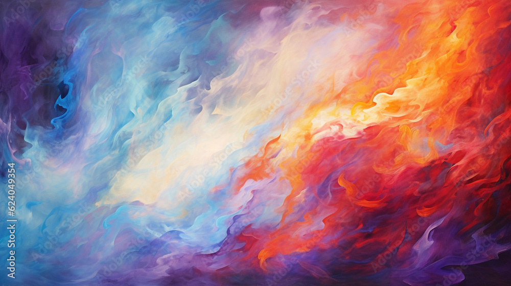 Dynamic and textured flames in a fiery scene, colorful art, multicolored oil art texture pictures Generative AI