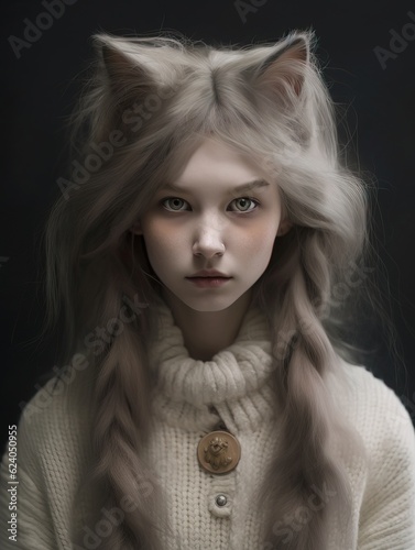 Fictional character, Cat girl, Generative AI photo