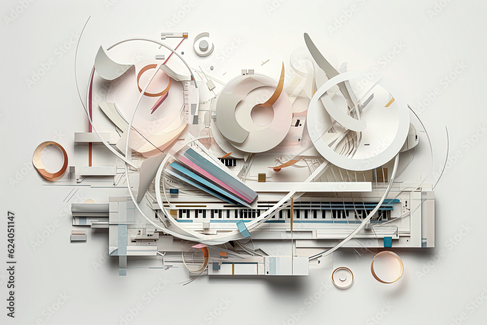 Generative AI illustration of Abstract background of music themes on white background