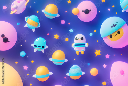 background with space for your text, cute animal friend character wearing a spacesuit in outer space.
Generative AI