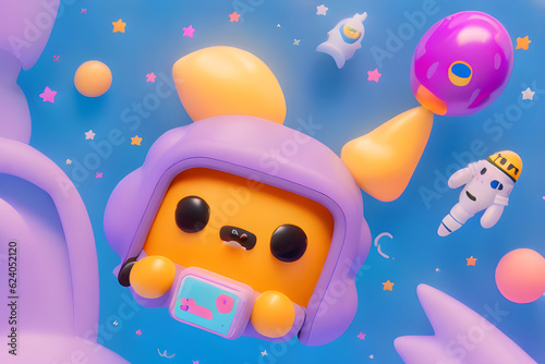 toys for kids, cute animal friend character wearing a spacesuit in outer space.
Generative AI