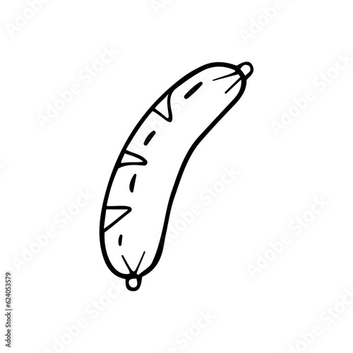 Hand drawn vector illustration of grilled sausage.
