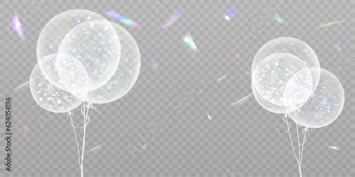 White translucent balloons. For holiday design. Vector
