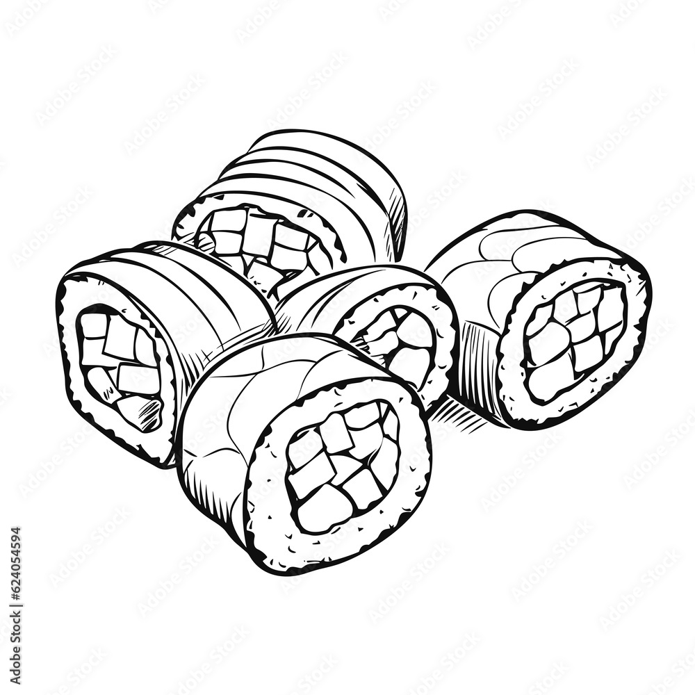 Fototapeta premium Sushi Rolls Japan coloring pages Png animals