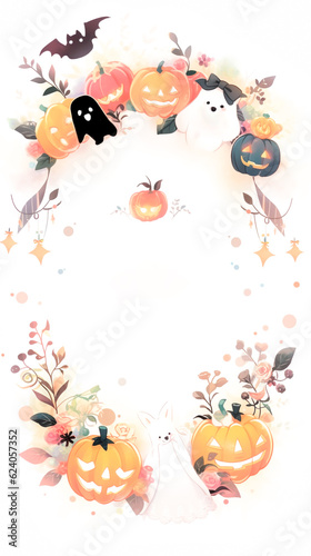 Creative background design inspiration for a Halloween themed party invitation. Copy space for your own text. Created with Generative AI. 