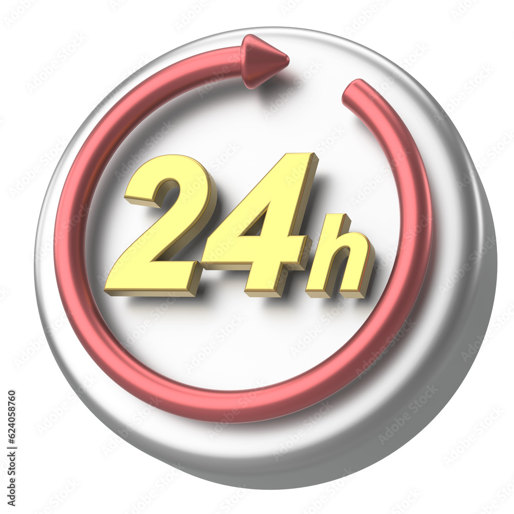 24 hours service icon. 3D illustration. 24 hours service icon. 3D illustration.