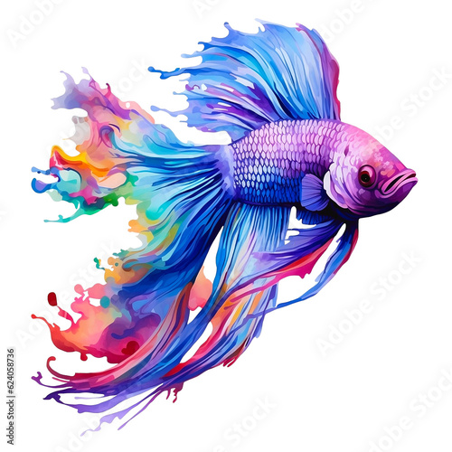 Water color of beautiful betta fish png clip art © hipspopo
