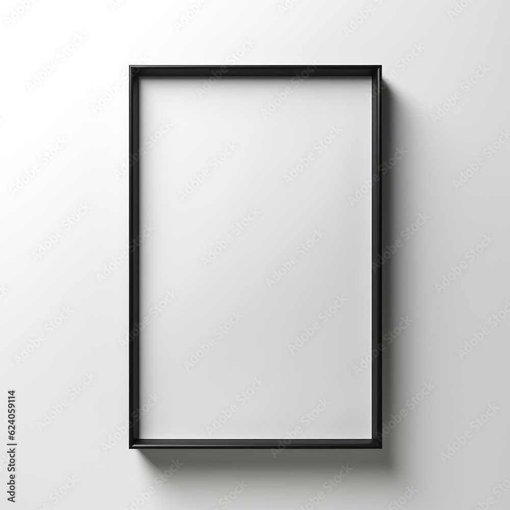 A plain frame mockup. An empty frame attached to the wall with a grey background