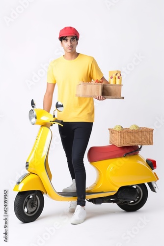 Delivery man concept, online order tracking, delivery home and office.illustration © GED