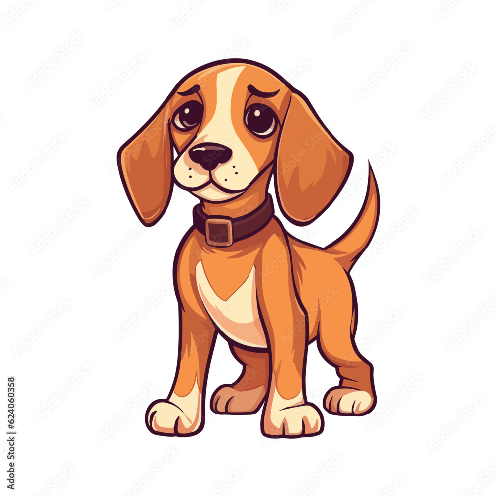Cute Cartoon Hound - Playful Canine Character. Vector Illustration for Children and Baby. Flat Clipart of a Lovable Hunting Dog