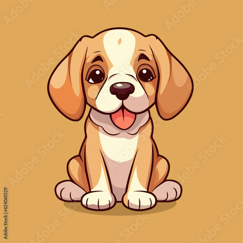 Cute Cartoon Hound - Playful Canine Character. Vector Illustration for Children and Baby. Flat Clipart of a Lovable Hunting Dog