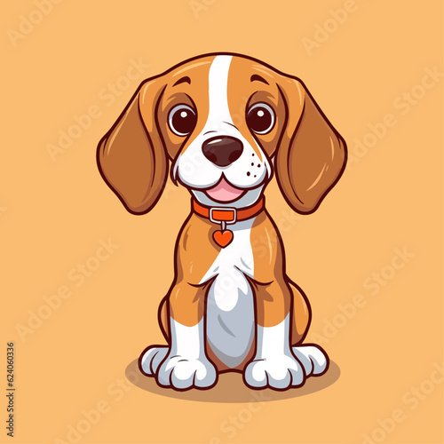 Cute Cartoon Hound - Playful Canine Character. Vector Illustration for Children and Baby. Flat Clipart of a Lovable Hunting Dog