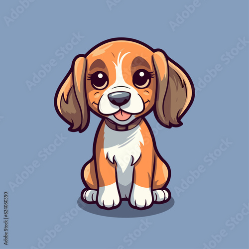 Cute Cartoon Hound - Playful Canine Character. Vector Illustration for Children and Baby. Flat Clipart of a Lovable Hunting Dog
