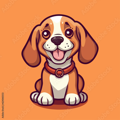 Cute Cartoon Hound - Playful Canine Character. Vector Illustration for Children and Baby. Flat Clipart of a Lovable Hunting Dog