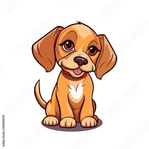 Cute Cartoon Hound - Playful Canine Character. Vector Illustration for Children and Baby. Flat Clipart of a Lovable Hunting Dog