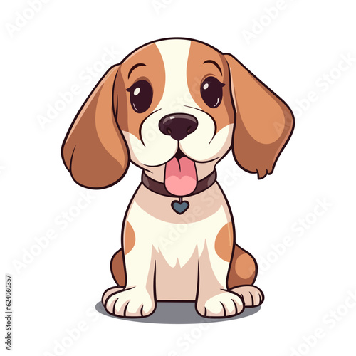 Cute Cartoon Hound - Playful Canine Character. Vector Illustration for Children and Baby. Flat Clipart of a Lovable Hunting Dog