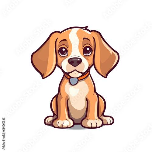 Cute Cartoon Hound - Playful Canine Character. Vector Illustration for Children and Baby. Flat Clipart of a Lovable Hunting Dog