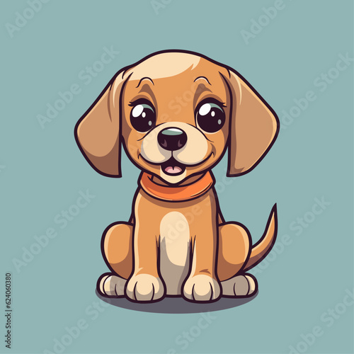 Cute Cartoon Hound - Playful Canine Character. Vector Illustration for Children and Baby. Flat Clipart of a Lovable Hunting Dog