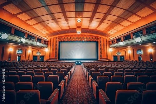 Cinema interior with big screen