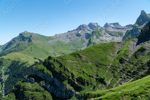 beautiful view over the alps on an sunny summer day in Engelberg Switzerland