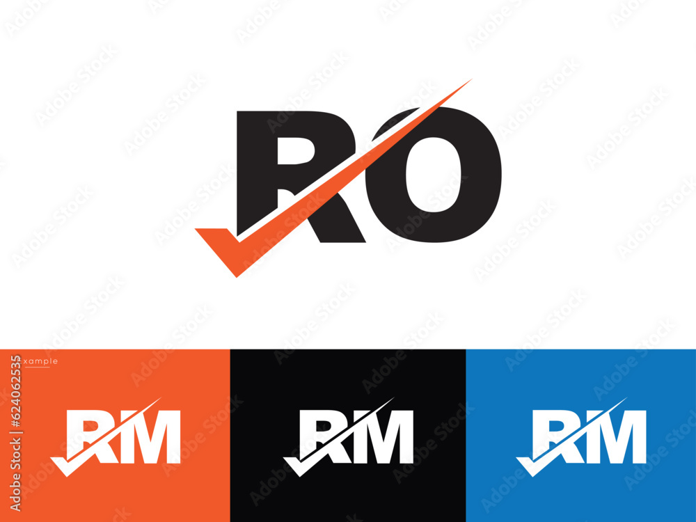 Εκτύπωση καμβά Modern Checkmark ro Logo, Creative ro Logo Letter Design