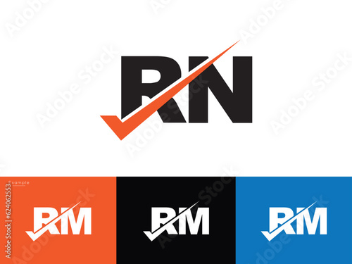 Modern Checkmark rn Logo, Creative rn Logo Letter Design photo