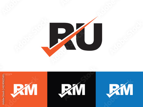 Modern Checkmark ru Logo, Creative ru Logo Letter Design