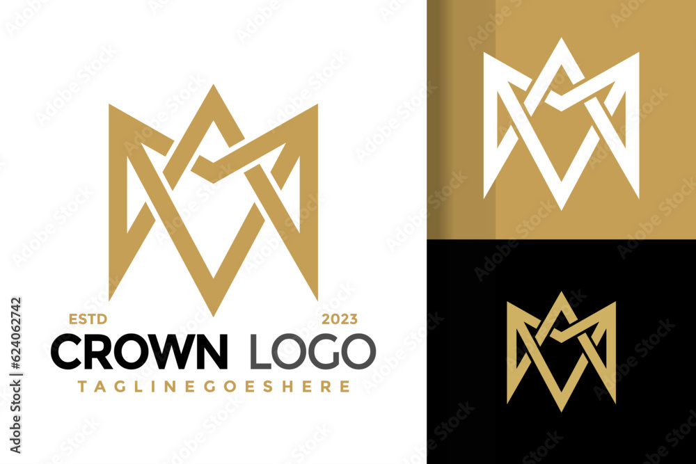 Letter M crown logo design vector symbol icon illustration Letter M crown logo design vector symbol icon illustration