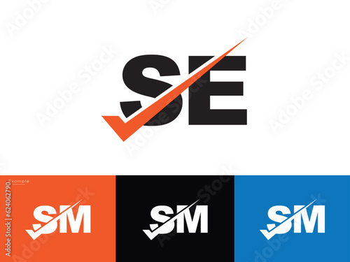 Typography Checkmark se es Initial Business Logo