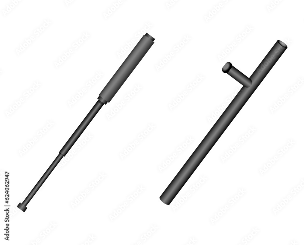 Tofa Stick Baton Law Enforcement Weapon Equipment Collection Set Symbol Cartoon illustration Vector Tofa Stick Baton Law Enforcement Weapon Equipment Collection Set Symbol Cartoon illustration Vector
