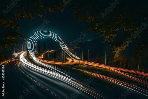 highway at night Generated Ai