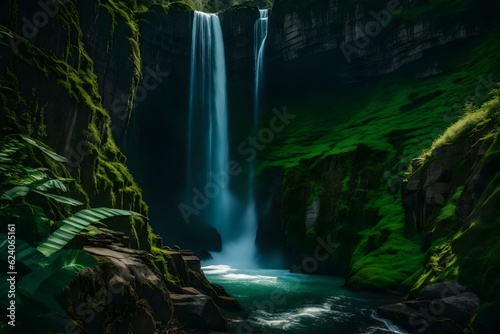 waterfall in the forest Generated Ai