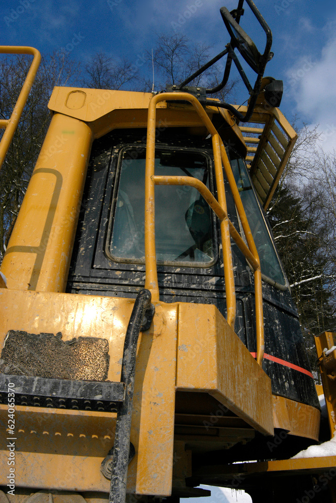 Bulldozer im Winter, Schneeketten Bulldozer im Winter, Schneeketten