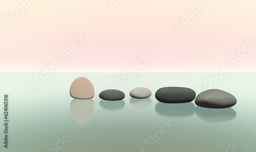  a group of stones sitting on top of a table next to each other. generative ai