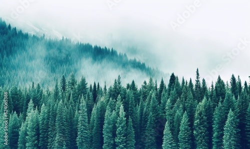  a group of pine trees in the middle of a forest.  generative ai
