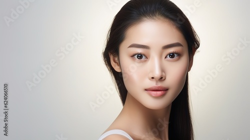 beautiful asian woman with clean, fresh skin, Face care, facial treatment, and glowing skin