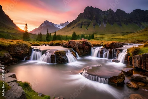 waterfall in the mountains